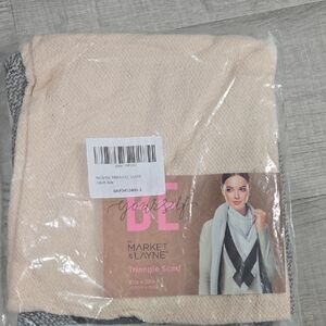 Cream Triangle Scarf with Gray Trim